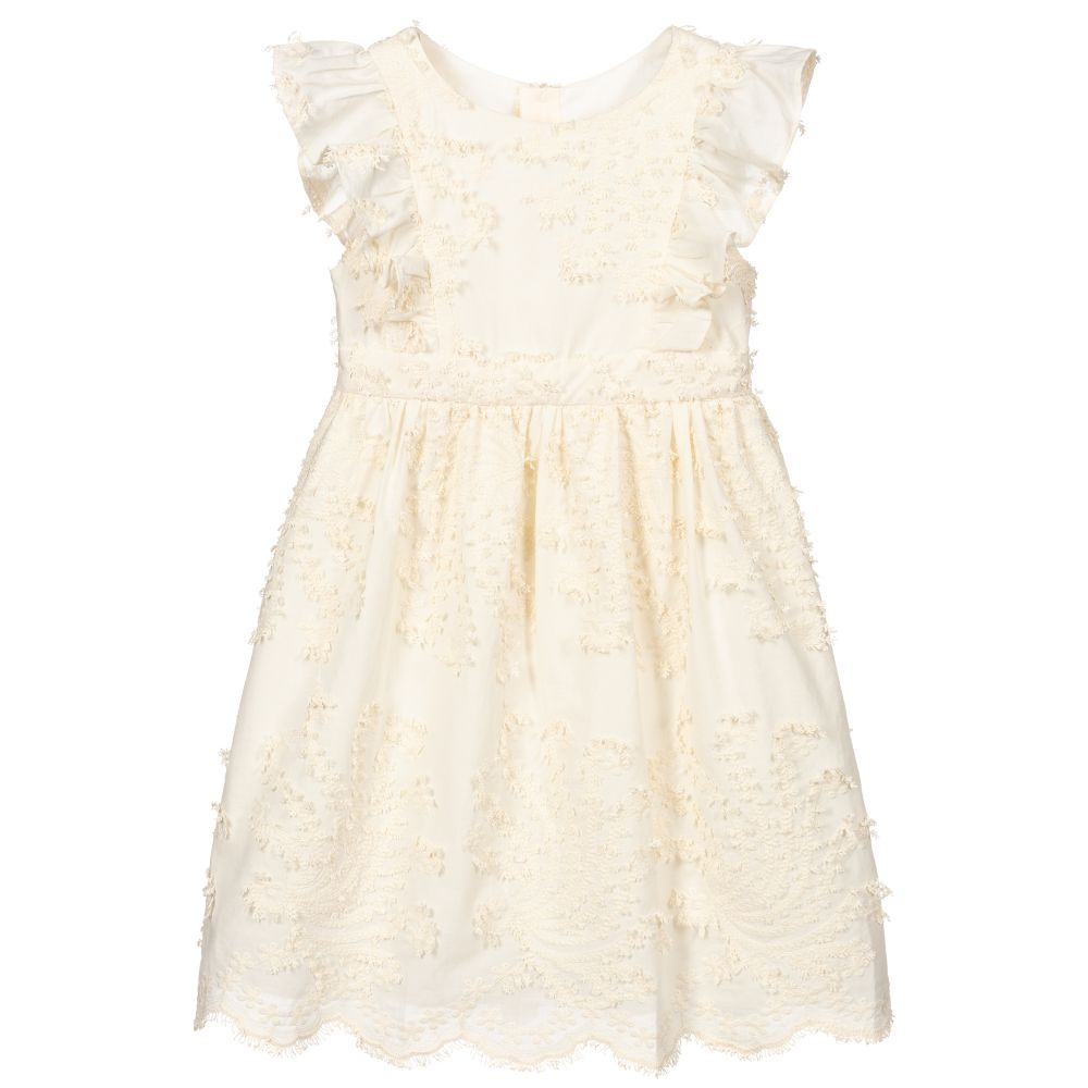 Bonpoint - Кремовое платье с вышивкой | Childrensalon