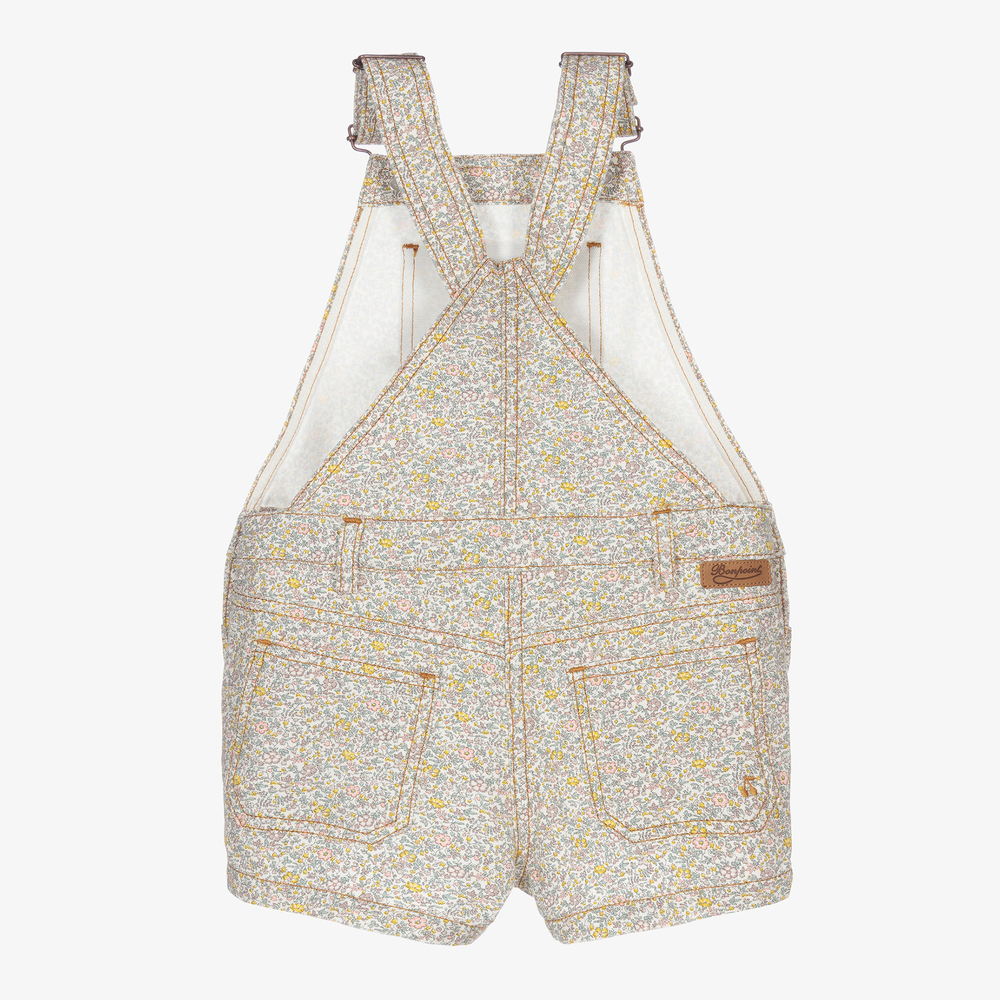 بونبوان-شورت دانغريز قطن لون عاجي بطبعة ورود للبنات | Childrensalon Outlet