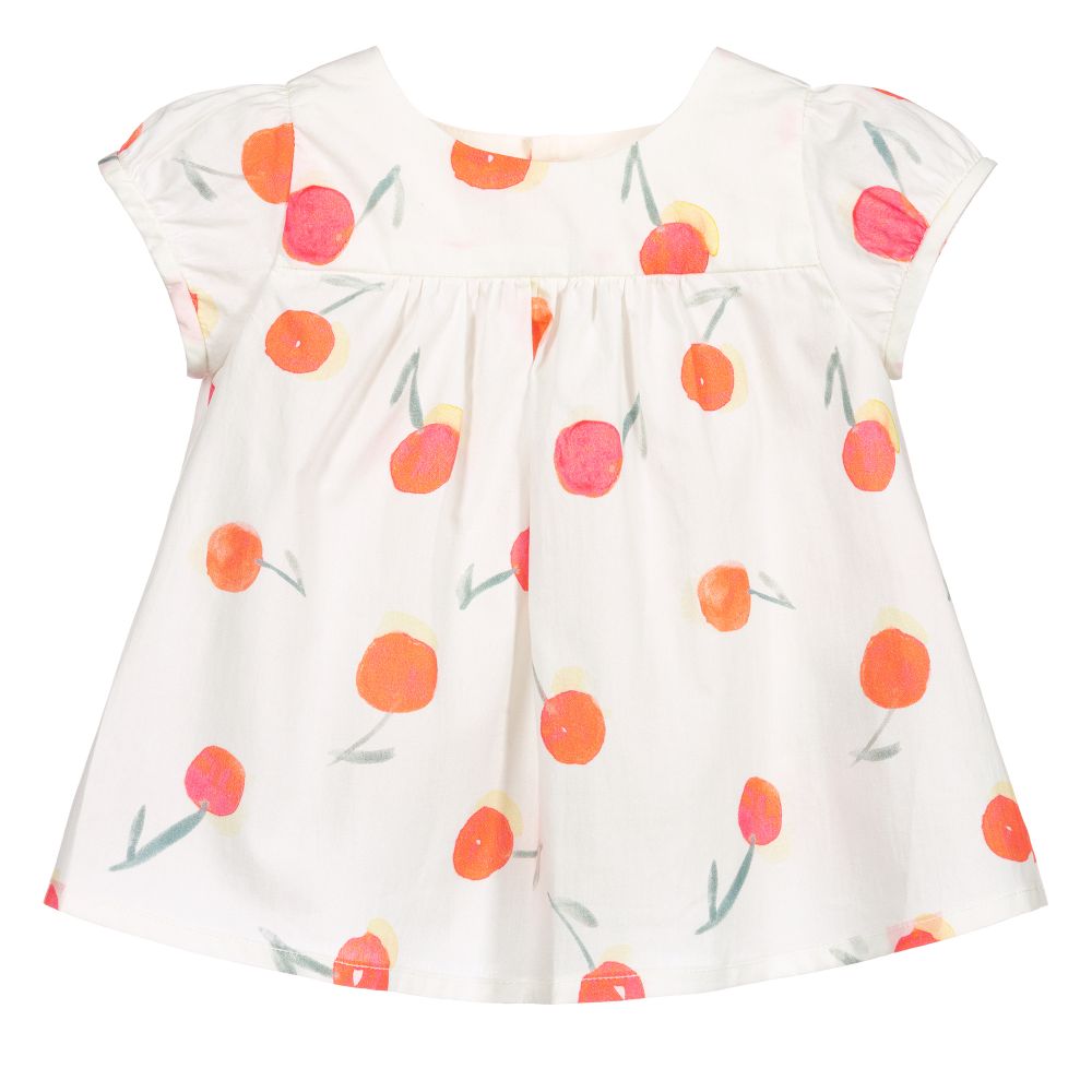 Bonpoint - Кремово-оранжевая хлопковая блузка | Childrensalon