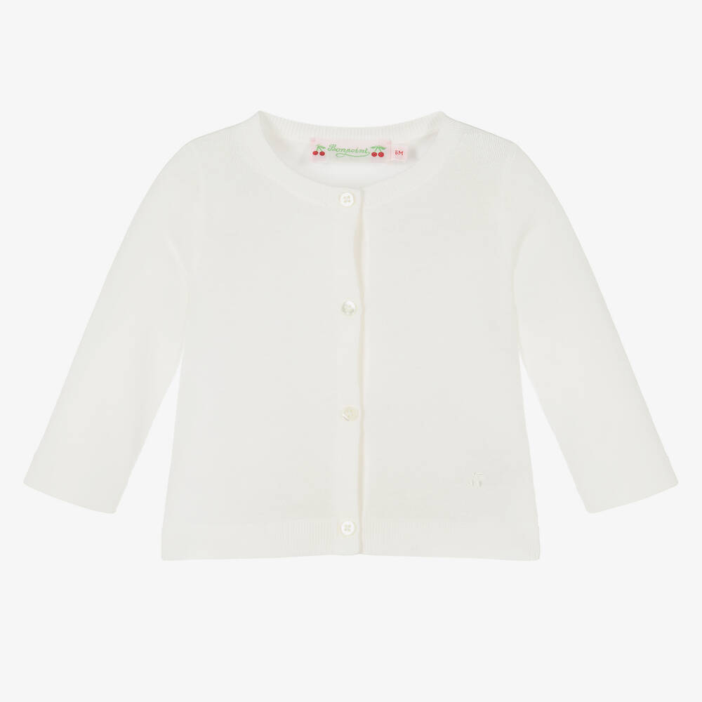 Bonpoint-Ivory Organic Cotton Cardigan | Childrensalon Outlet