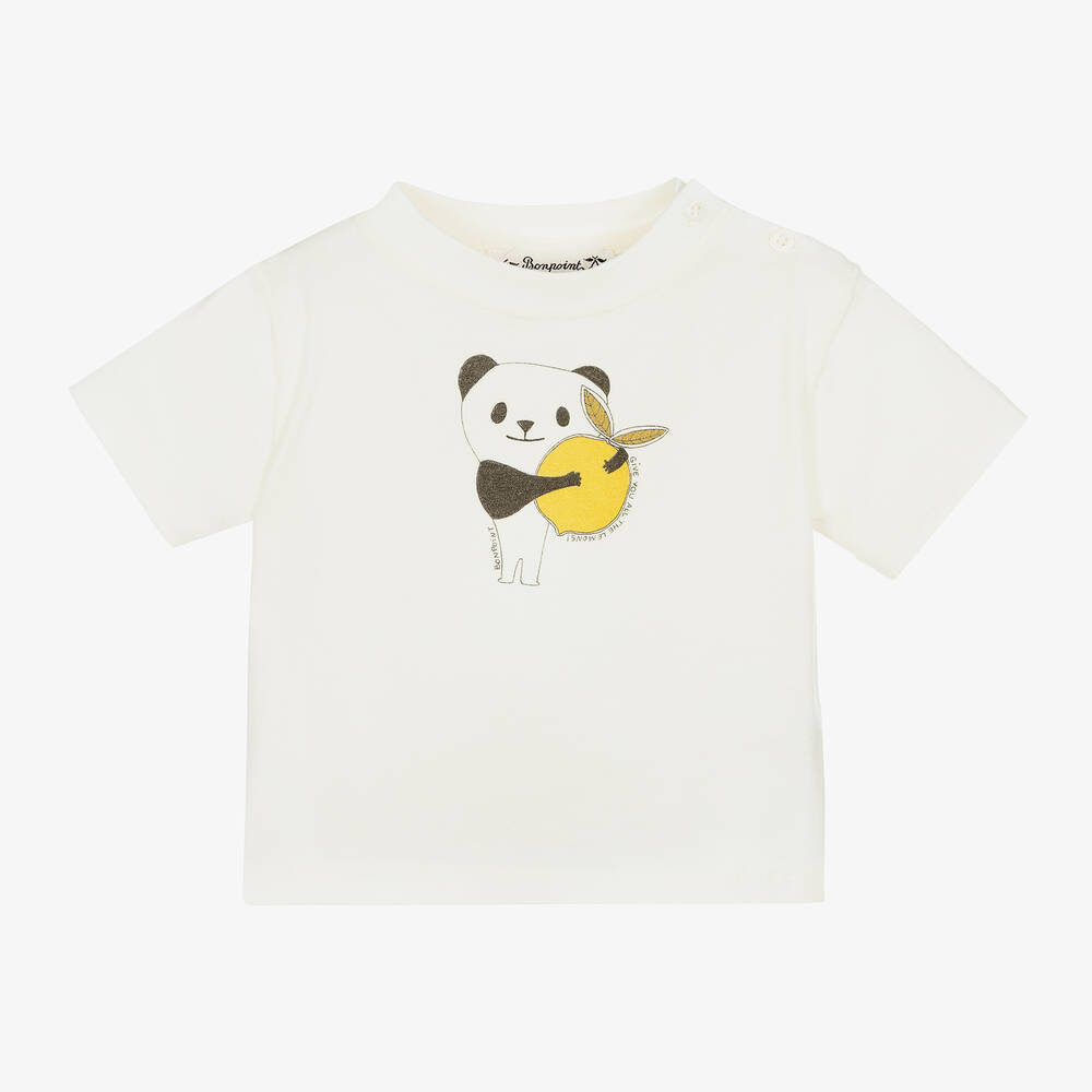 Bonpoint-Ivory Panda Print Cotton T-Shirt | Childrensalon Outlet