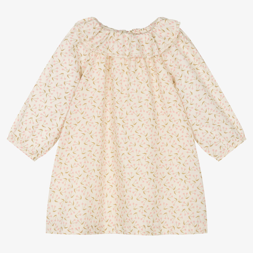 Bonpoint - Robe coton ivoire à cerises roses | Childrensalon