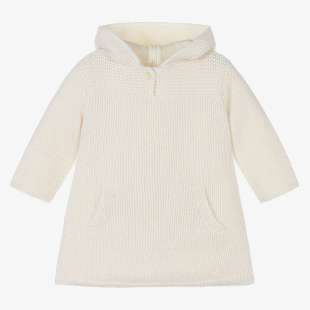 Bonpoint-Ivory Pure Cashmere Knit Hooded Top | Childrensalon Outlet