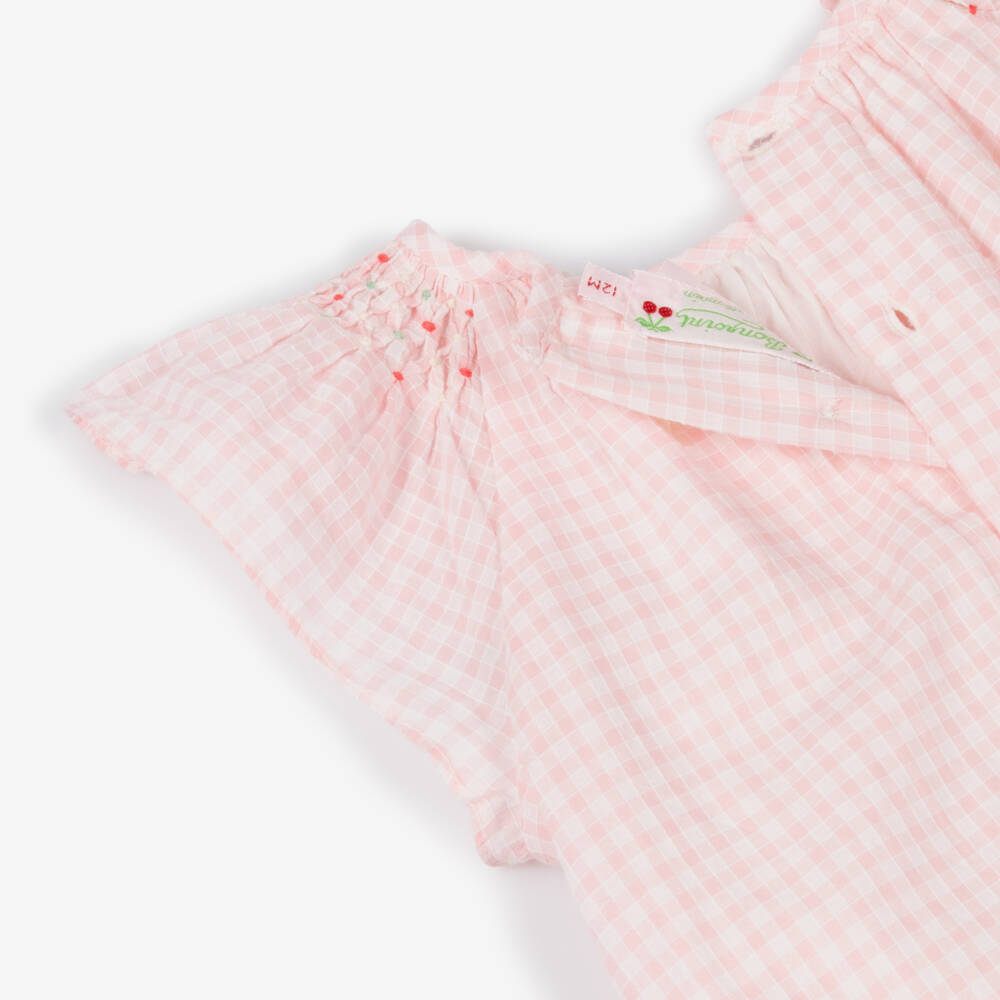 Bonpoint-Little Ladies Pink Plaid Cotton Frock | Childrensalon Outlet