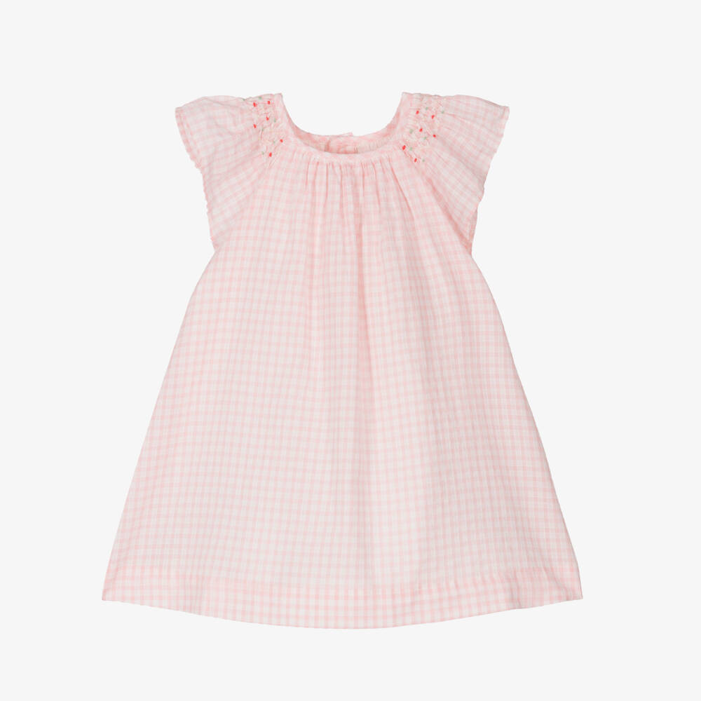 Bonpoint-Little Ladies Pink Plaid Cotton Frock | Childrensalon Outlet