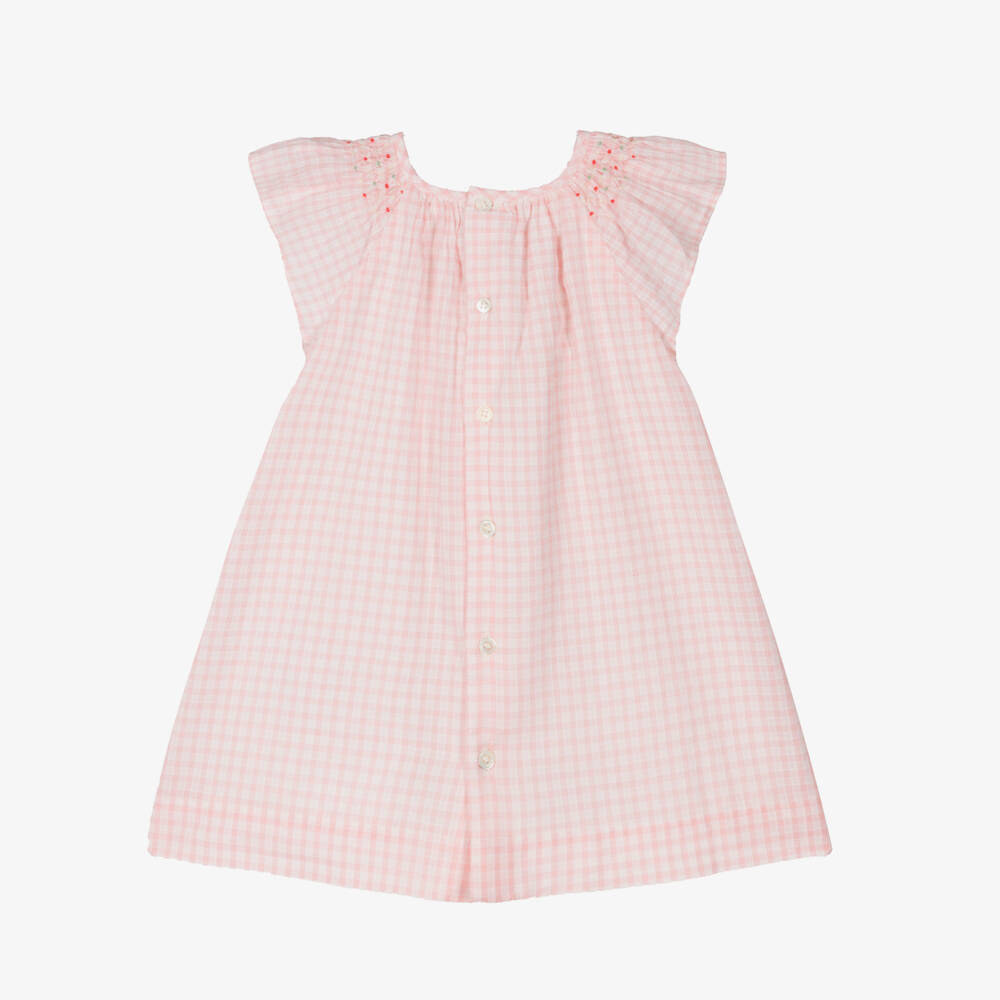 Bonpoint-Little Ladies Pink Plaid Cotton Frock | Childrensalon Outlet