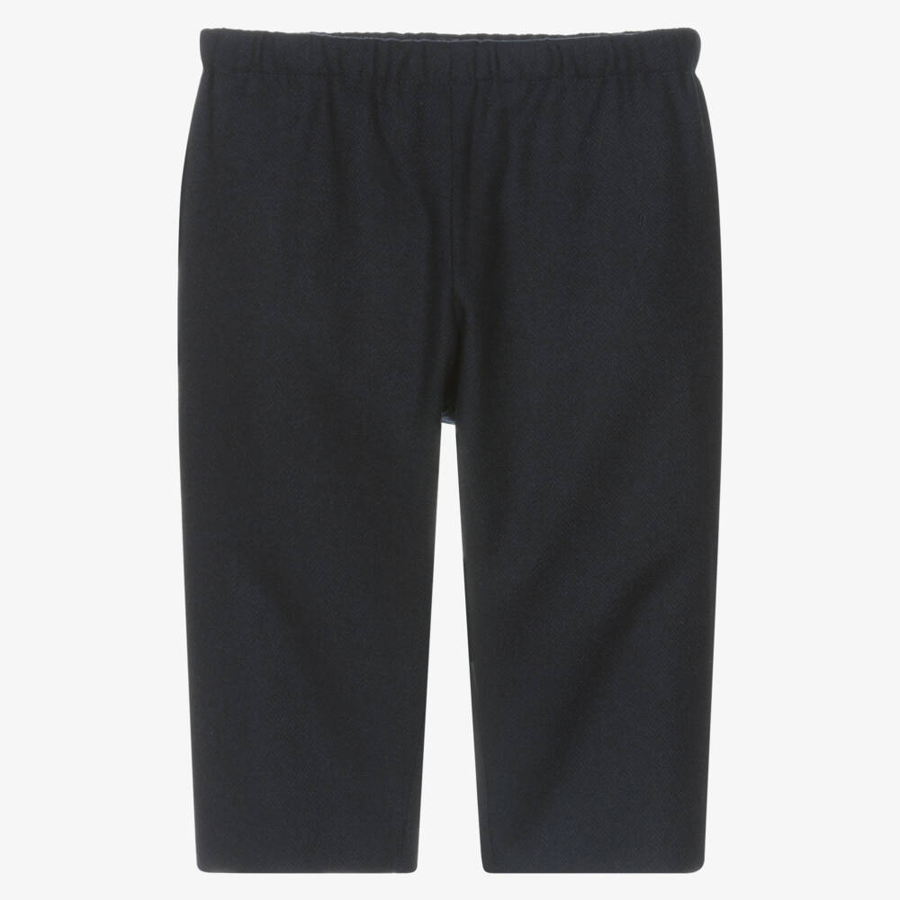 Bonpoint-Navy Blue Herringbone Trousers | Childrensalon Outlet