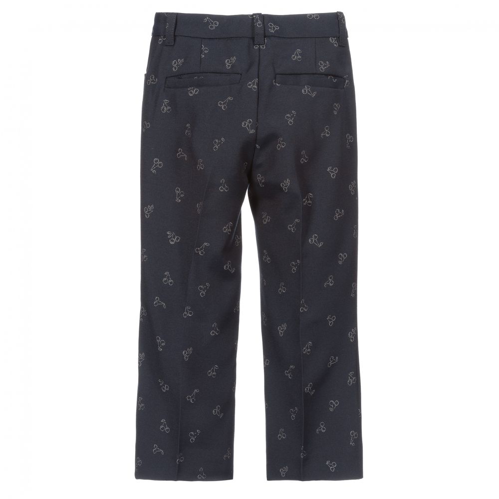 Bonpoint-Темно-синие жаккардовые брюки | Childrensalon Outlet