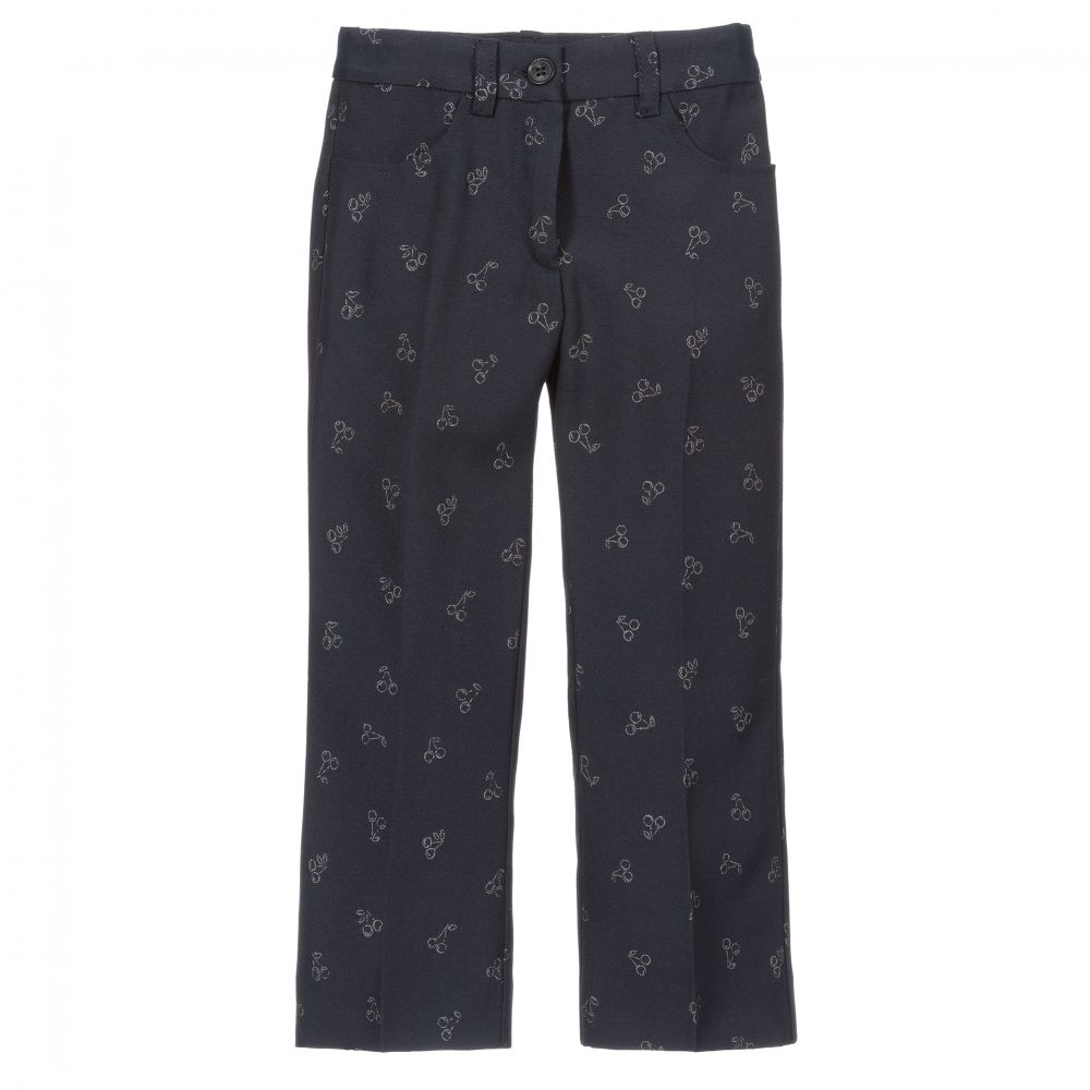 Bonpoint - Navy Blue Jacquard Trousers | Childrensalon