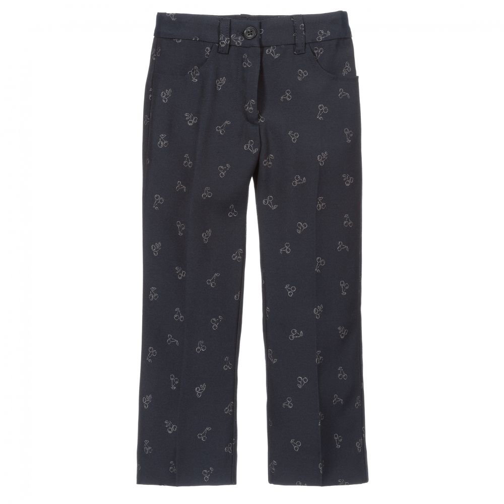 Bonpoint-Темно-синие жаккардовые брюки | Childrensalon Outlet