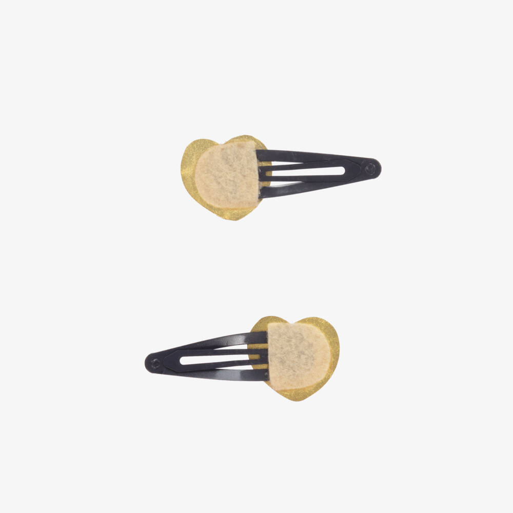 Bonpoint-Navy Heart Snap Hair Clips Duo | Childrensalon Outlet