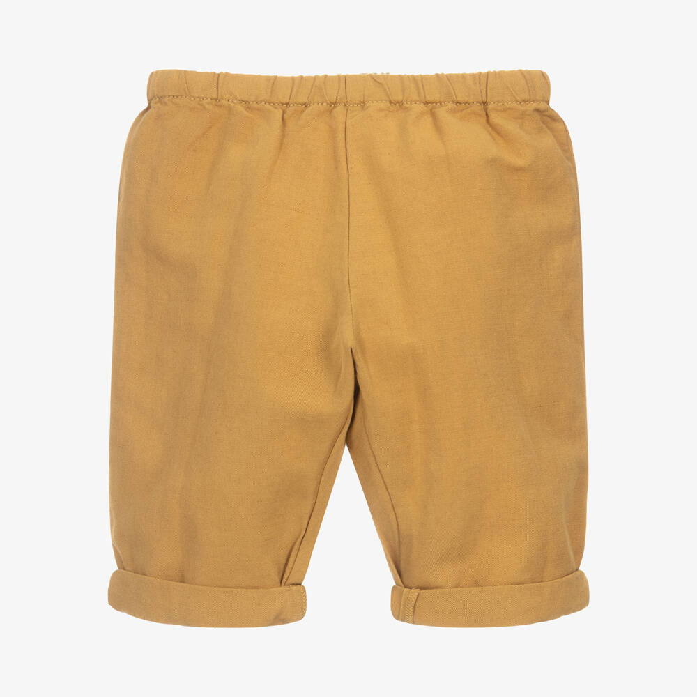 Bonpoint - Pantalon ocre en coton et lin | Childrensalon
