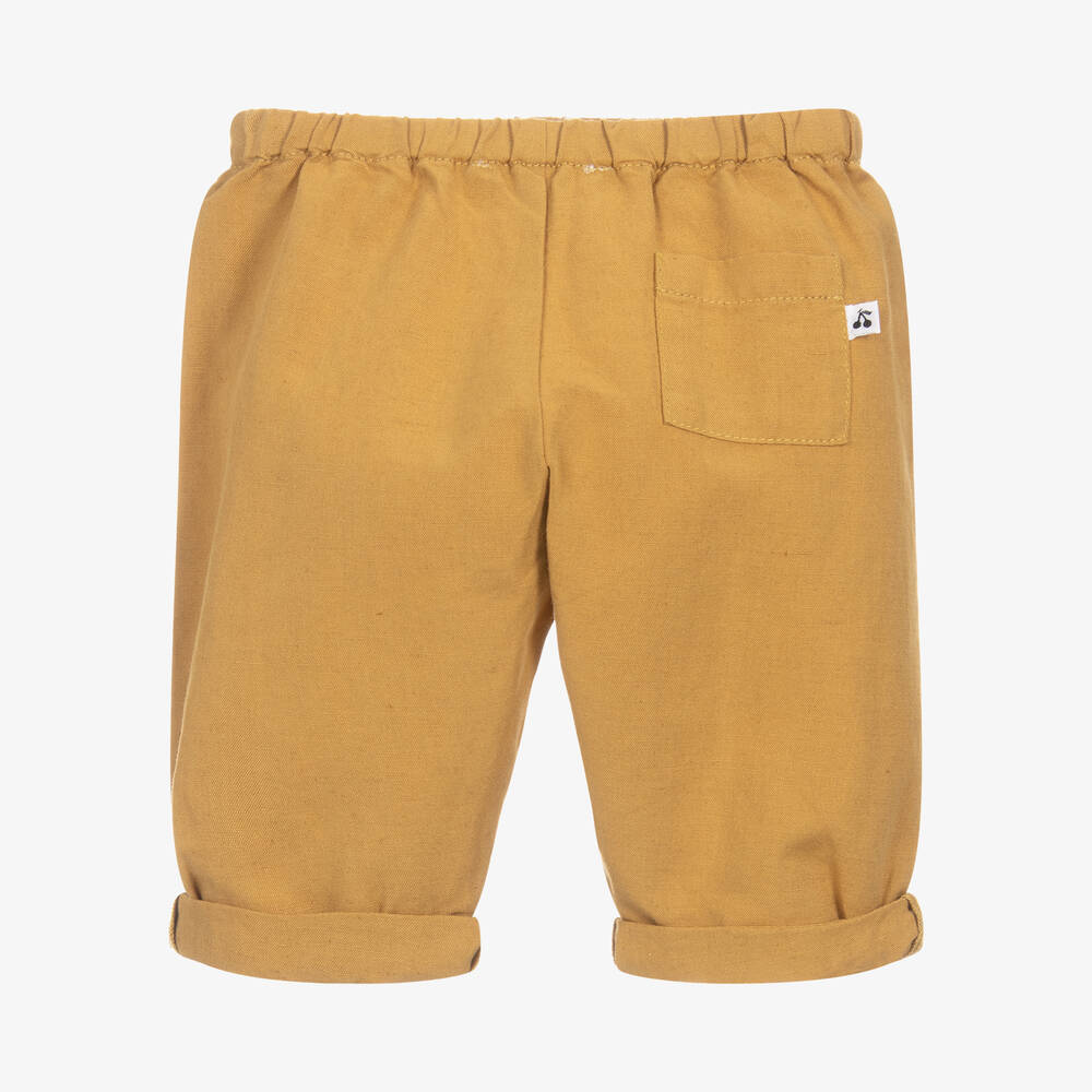 Bonpoint-Брюки из хлопка и льна цвета охры | Childrensalon Outlet