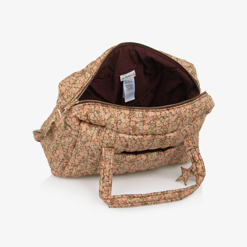 Bonpoint-Pink Cotton Floral Print Changing Bag (40cm) | Childrensalon Outlet