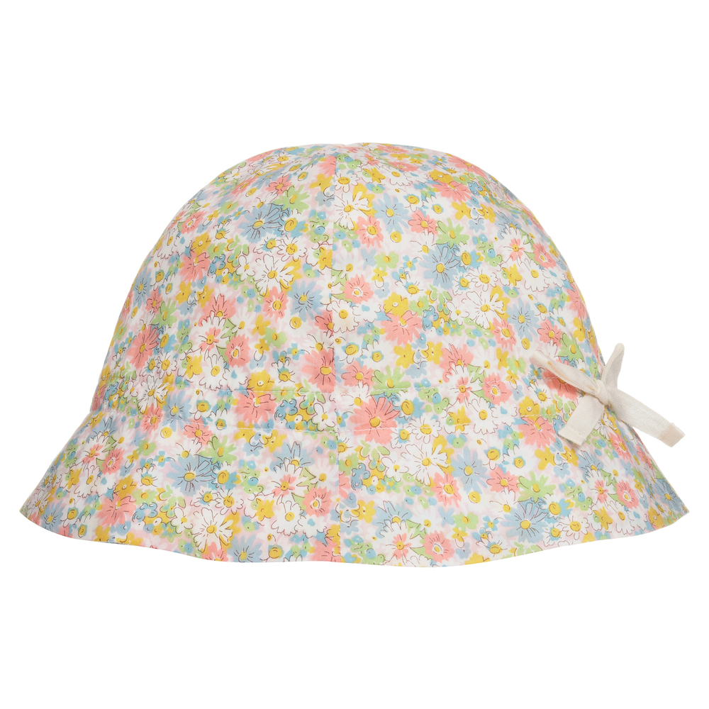 Bonpoint - قبعة قطن عضوي لون زهري بطبعة ورود للبنات | Childrensalon