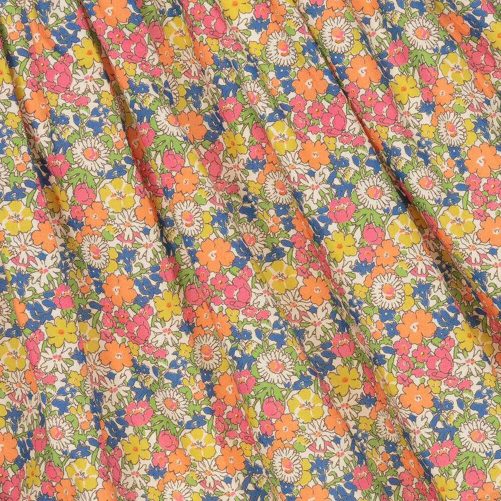 Bonpoint-تنورة قطن عضوي لون زهري وبرتقالي وأزرق بطبعة ورود | Childrensalon Outlet