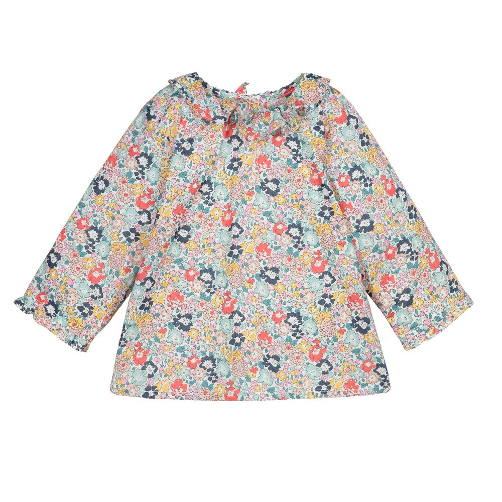 Bonpoint - Розовая блузка с цветочным принтом  | Childrensalon