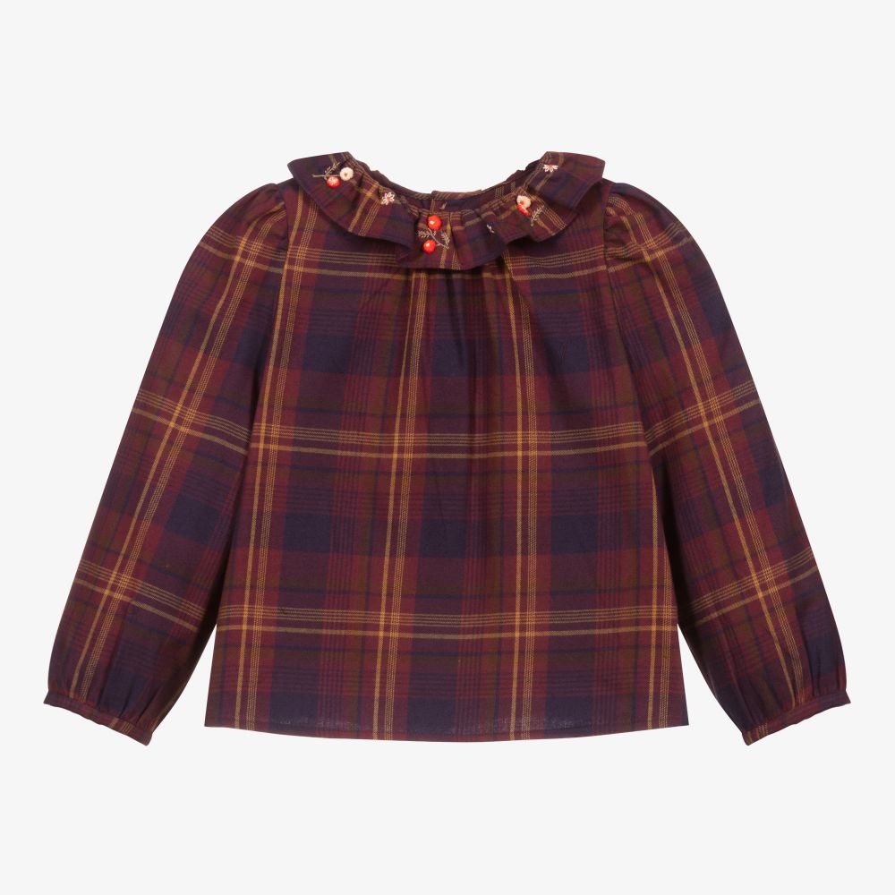 Bonpoint - Red & Blue Checked Blouse | Childrensalon