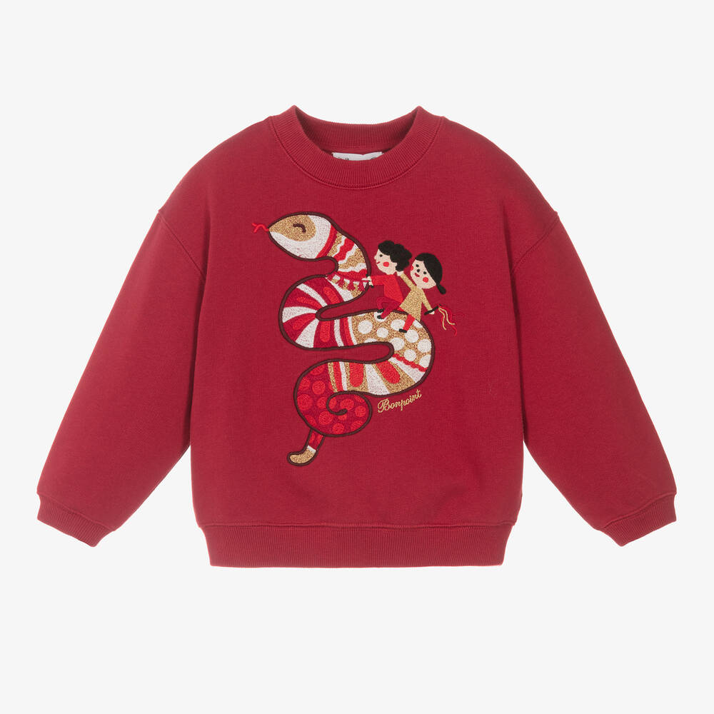 Bonpoint-Red Cotton Snake Sweatshirt | Childrensalon Outlet