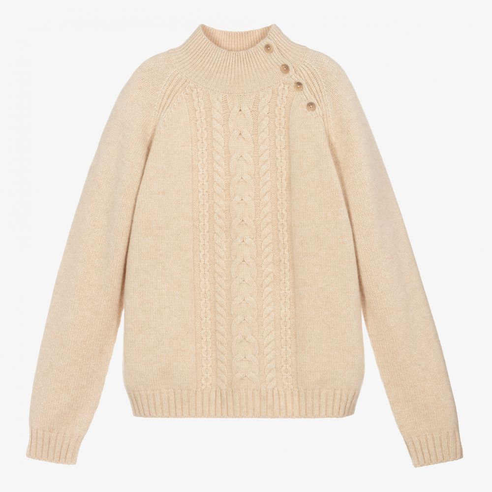 Bonpoint - Teen Beige Cashmere Sweater | Childrensalon