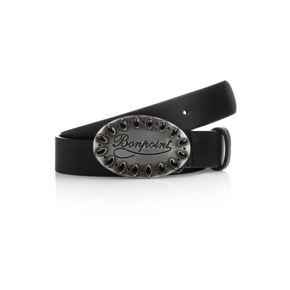 Bonpoint - Teen Black Logo Leather Belt | Childrensalon