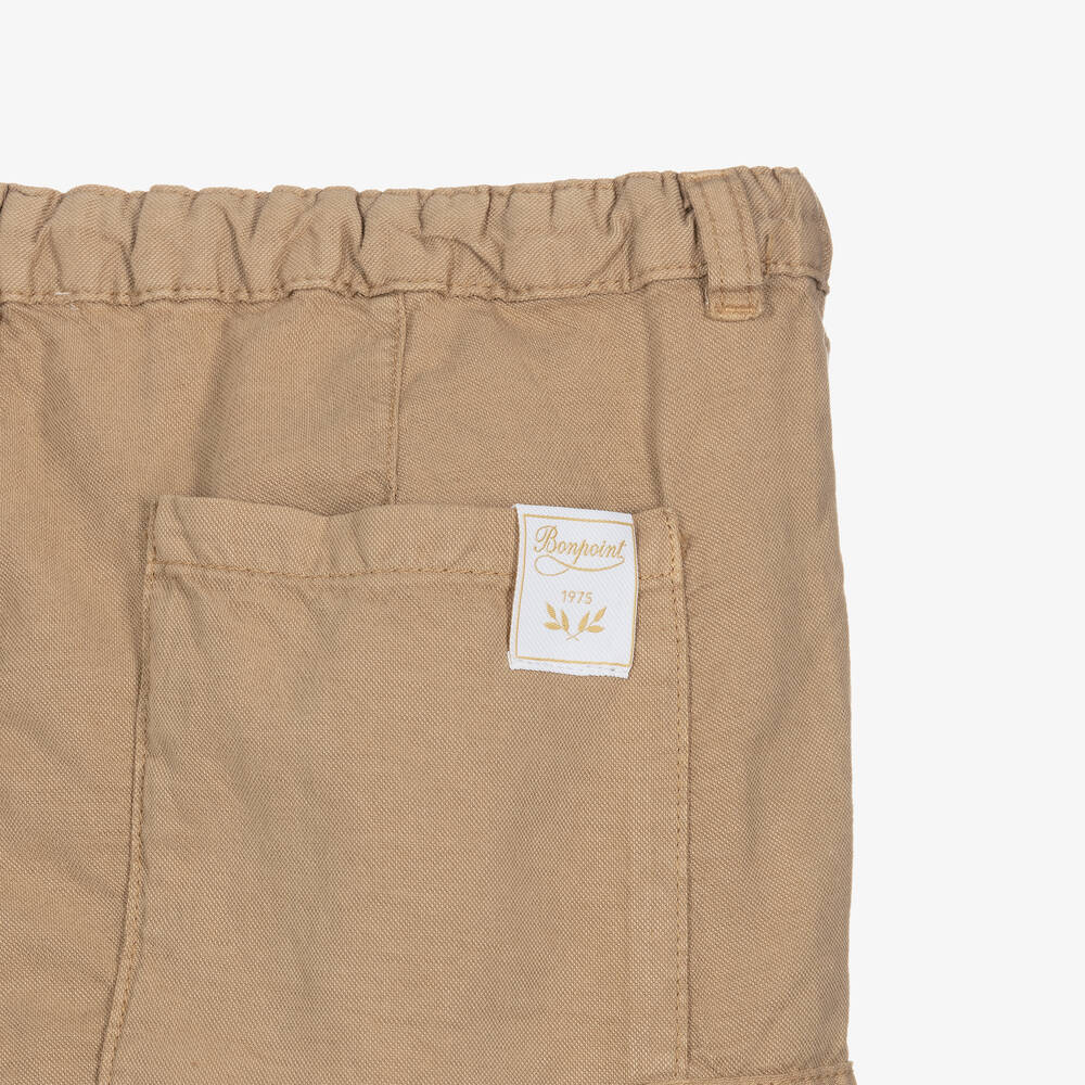 Bonpoint-Teen Boys Beige Lyocell Cargo Shorts | Childrensalon Outlet