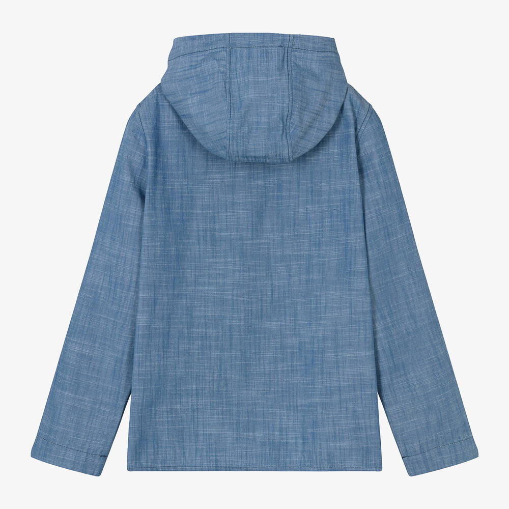 بونبوان-توب هودي قطن شامبري لون أزرق للمراهقين | Childrensalon Outlet