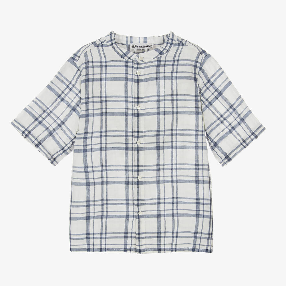 Bonpoint - Chemise bleue et blanche à carreaux | Childrensalon