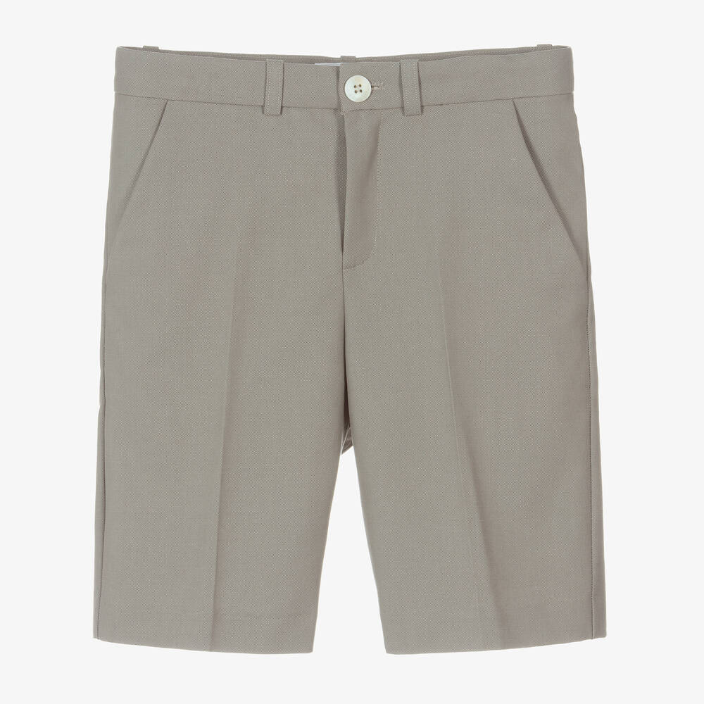 Bonpoint-Teen Boys Grey Cotton & Wool Shorts | Childrensalon Outlet