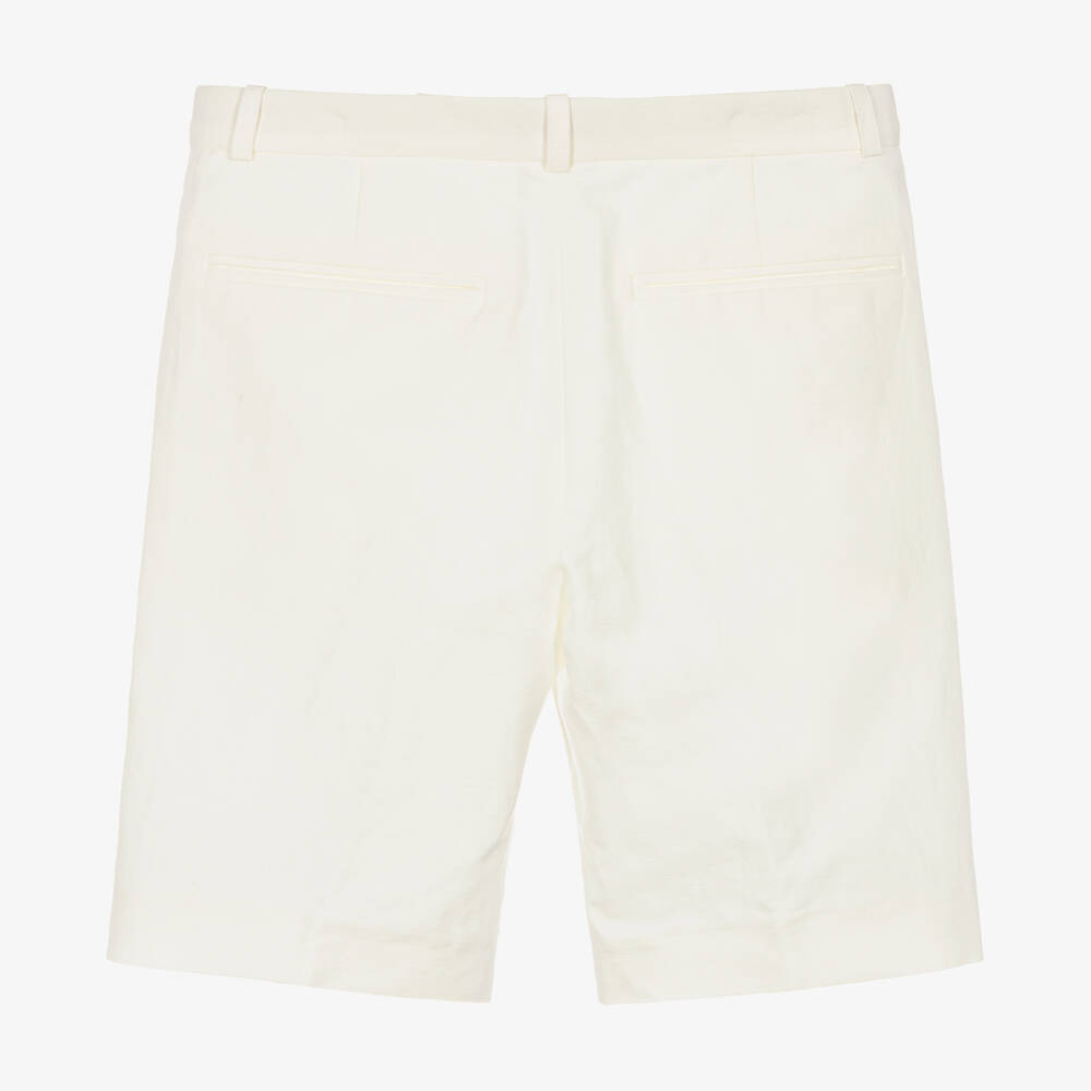 Bonpoint-شورت تشينو تينز ولادي قطن وكتان لون عاجي | Childrensalon Outlet