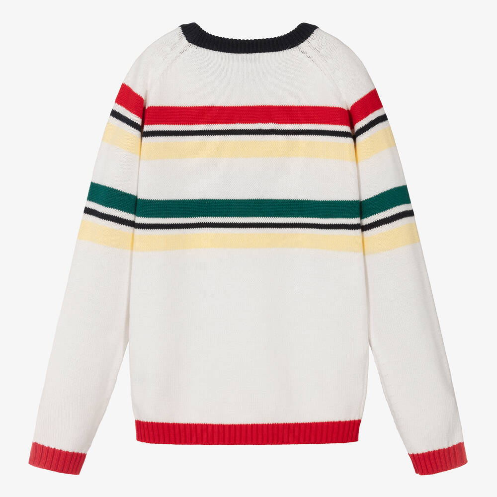 بونبوان-بلوفر قطن محبوك مقلم لون عاجي للمراهقين | Childrensalon Outlet