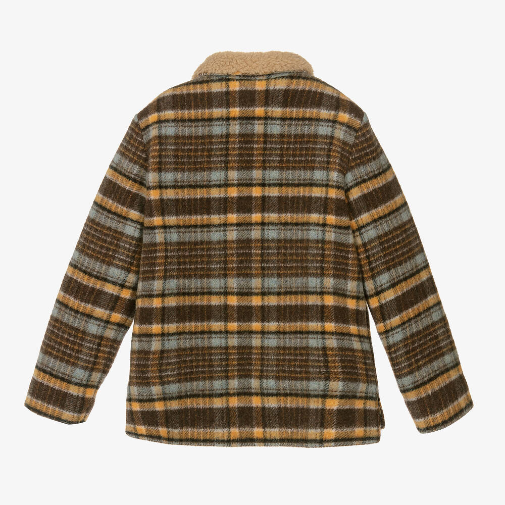 Scotch & soda plaid faux store shearling lined wool blend trucker jacket