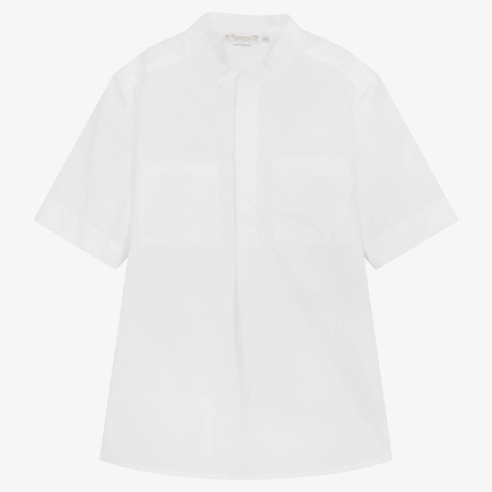 Bonpoint - Teen Boys White Collarless Shirt | Childrensalon