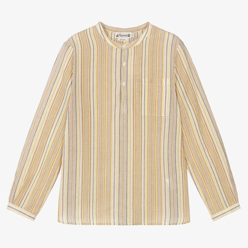 Bonpoint-Teen Boys Yellow Cotton Striped Shirt | Childrensalon Outlet