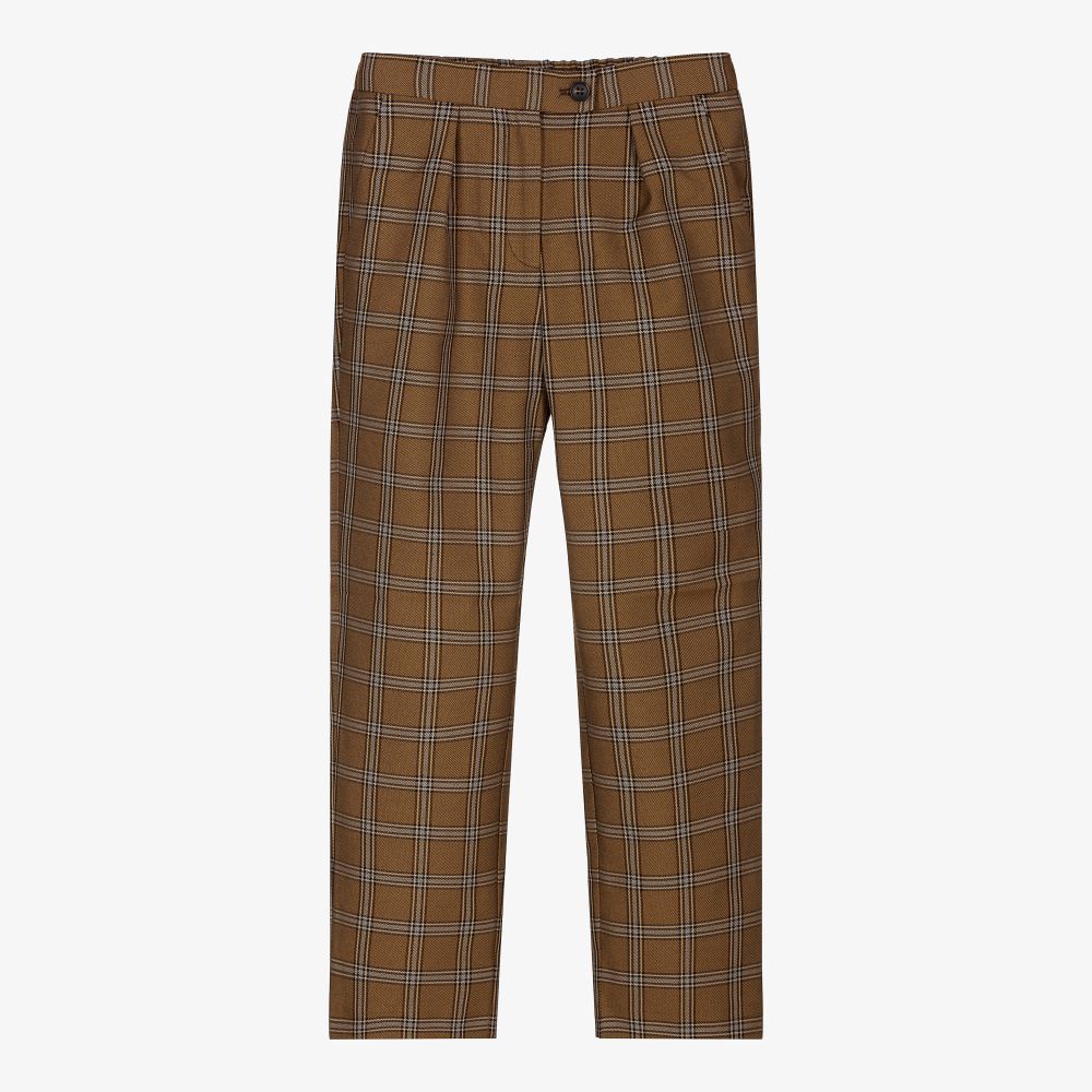 Bonpoint - Pantalon marron à carreaux Ado | Childrensalon