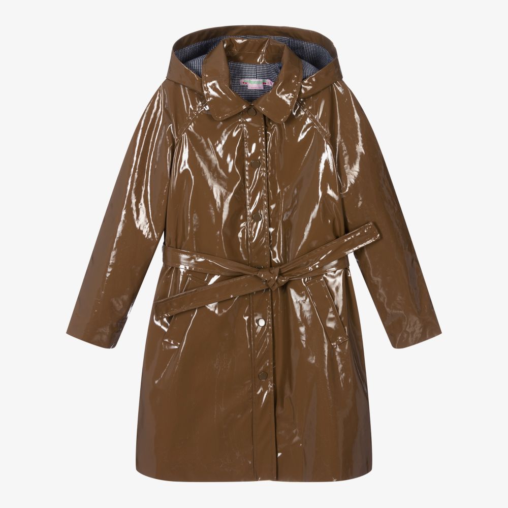 Bonpoint-Teen Brown Patent Trench Coat | Childrensalon Outlet