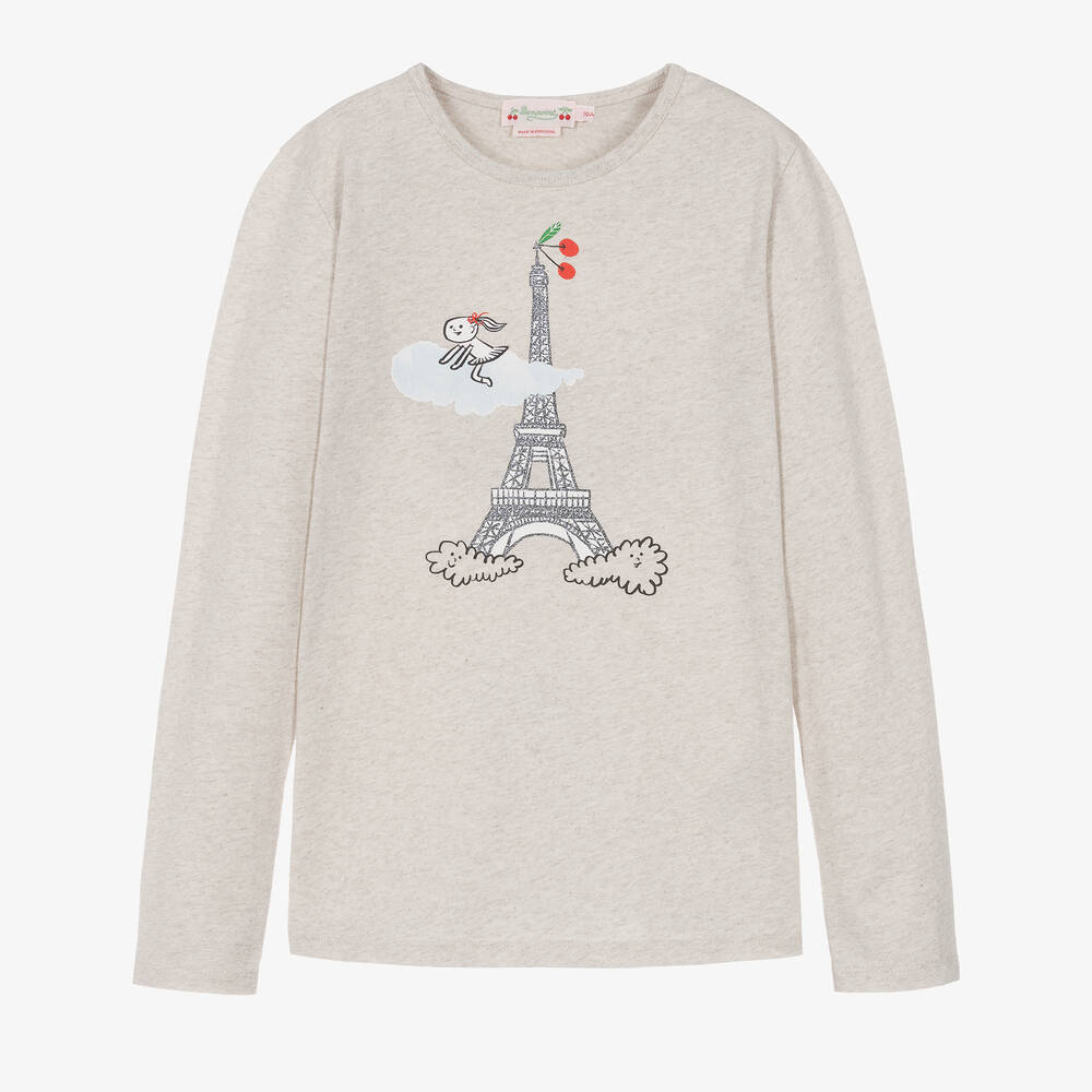 Bonpoint - Haut beige en coton Tour Eiffel ado | Childrensalon