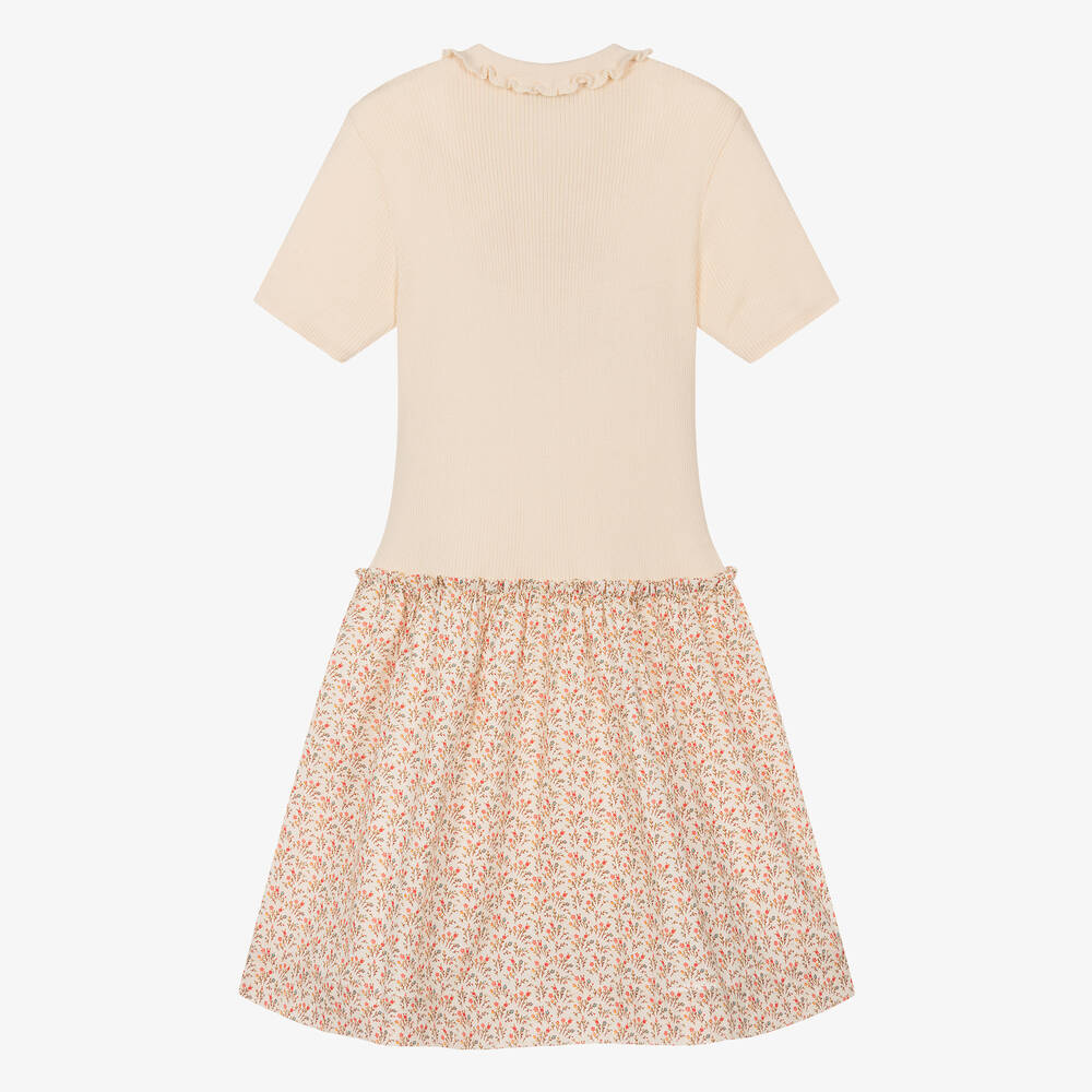 Bonpoint-Teen Girls Beige Floral Cotton Dress | Childrensalon Outlet
