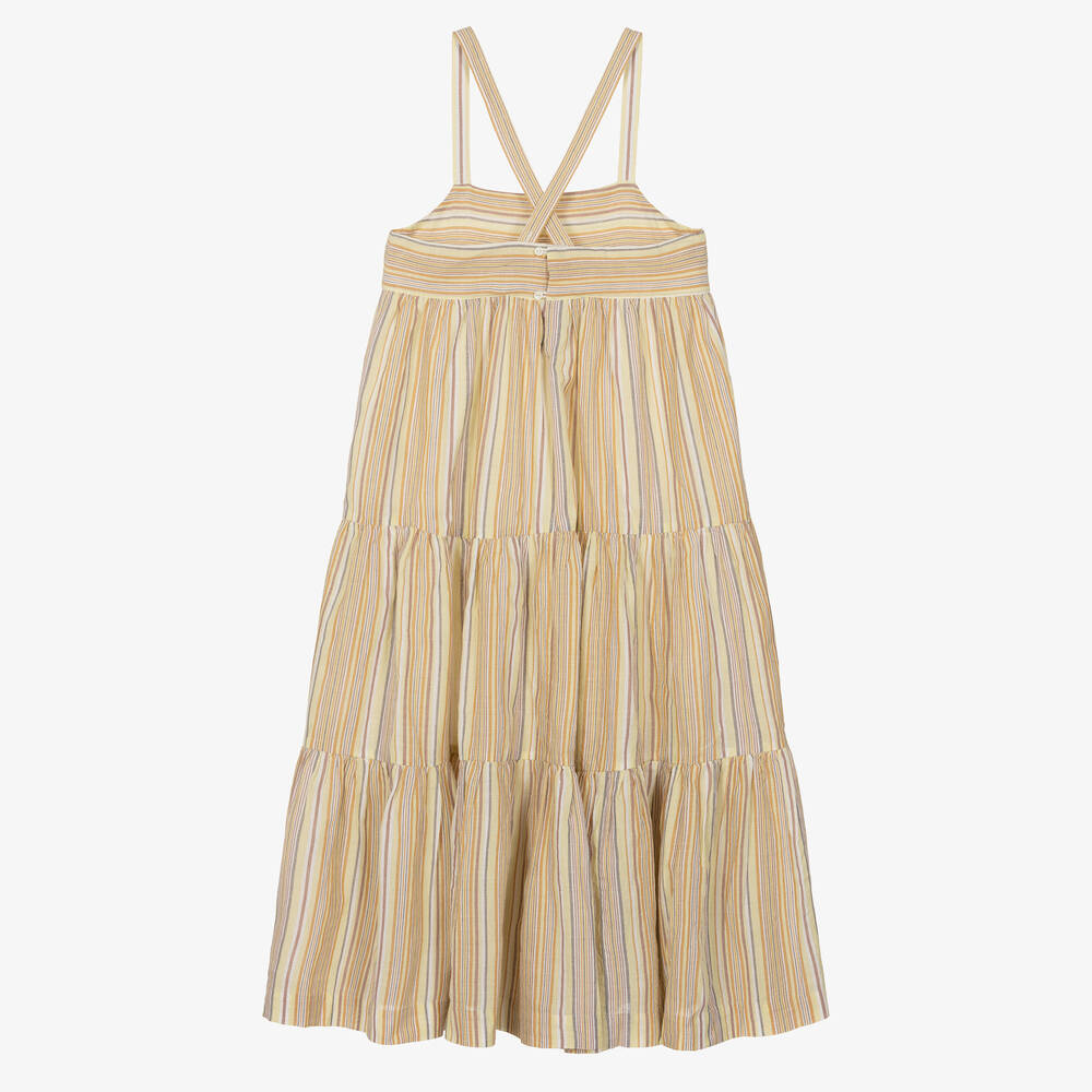 بونبوان-فستان تينز بناتي قطن مقلم لون بيج وعاجي | Childrensalon Outlet