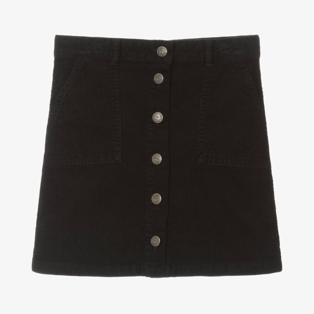 Bonpoint-Teen Girls Black Corduroy Button-Up Skirt | Childrensalon Outlet