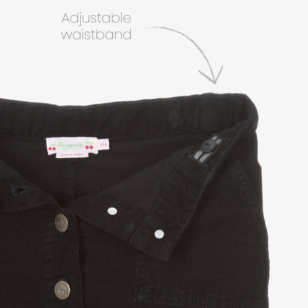 بونبوان-تنورة بأزرار قطن كوردروي لون أسود تينز بناتي | Childrensalon Outlet