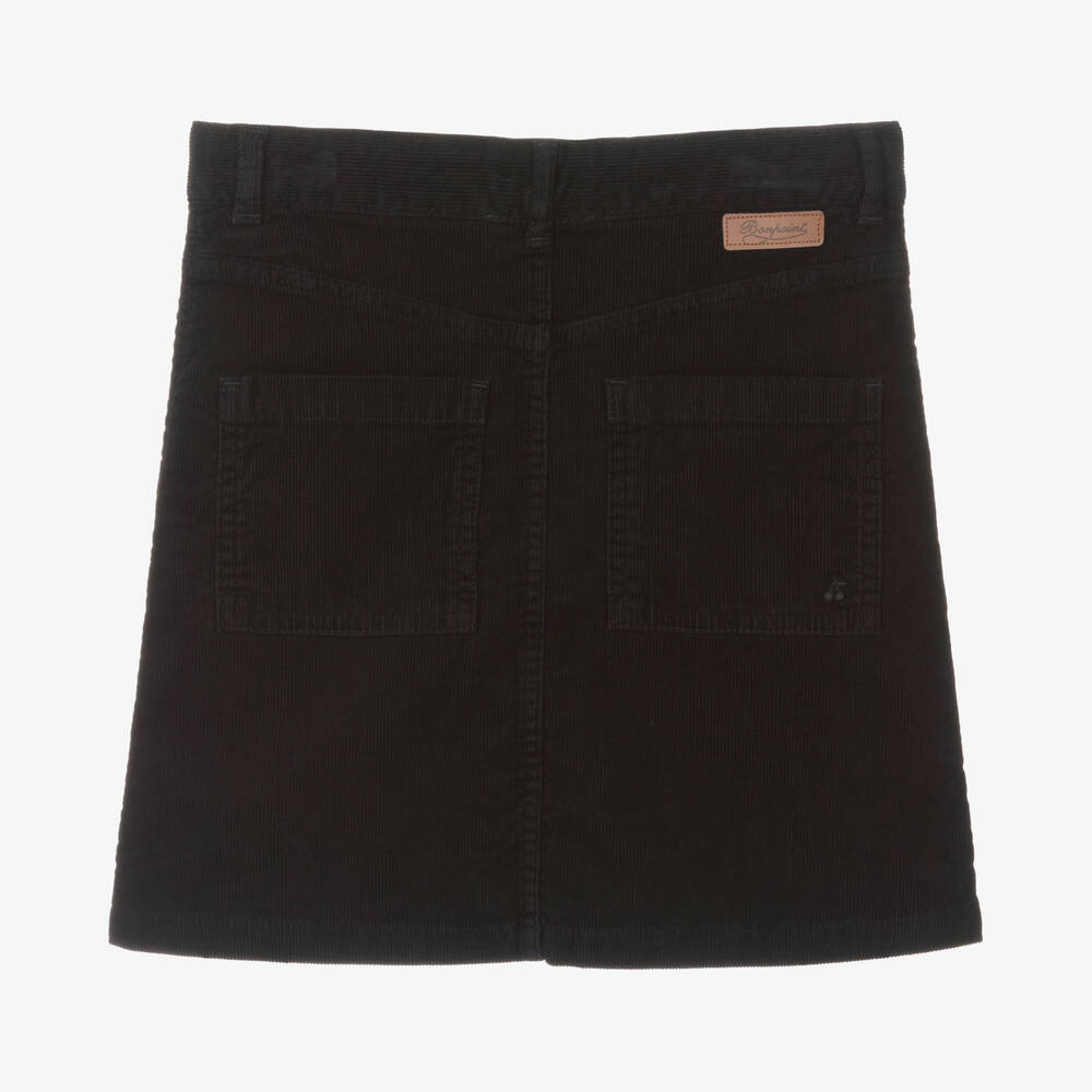Bonpoint Teen Girls Black Corduroy Button Up Skirt