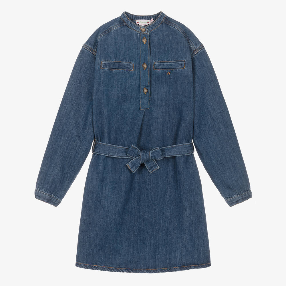 Bonpoint - Robe bleue en jean à ceinture ado | Childrensalon