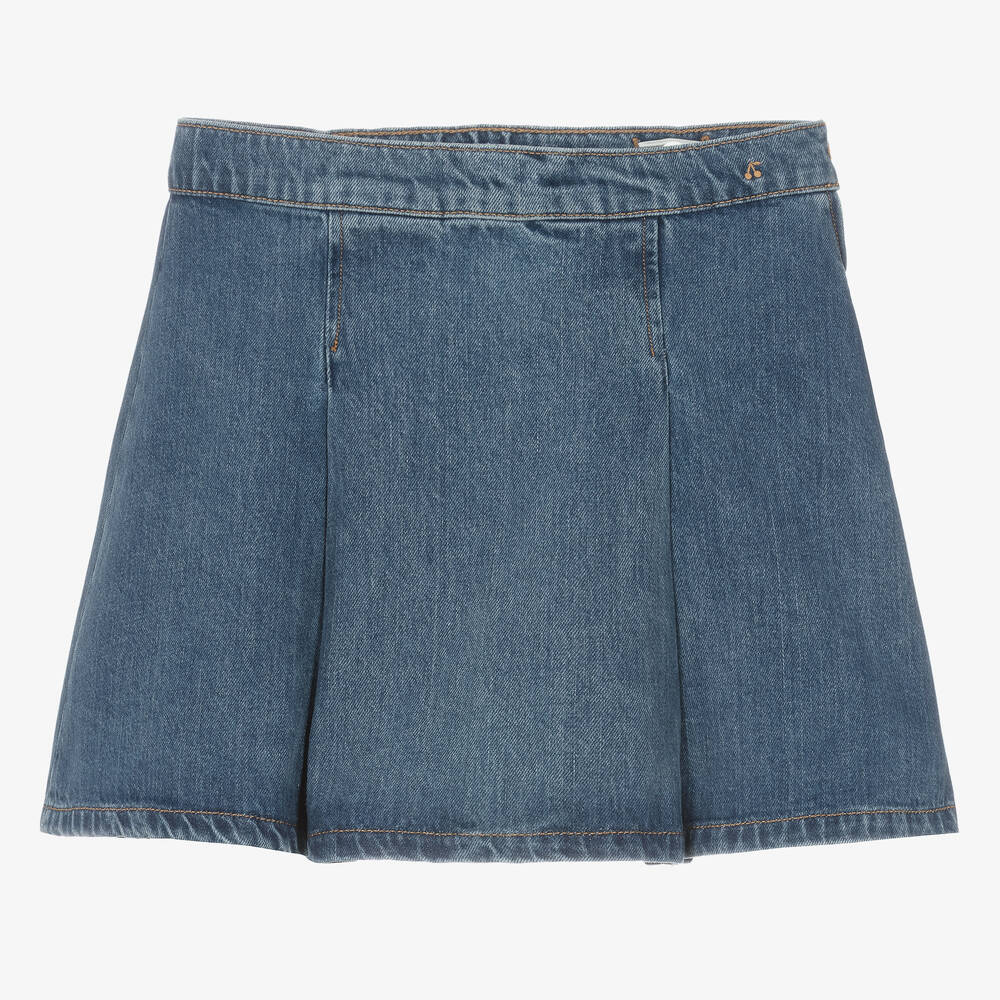 Bonpoint - Teen Girls Blue Denim Pleated Skirt | Childrensalon