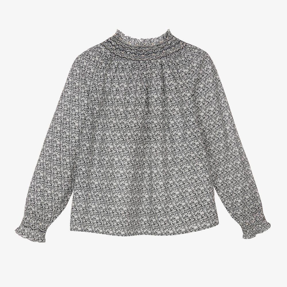 بونبوان-بلوز سموكينغ تينز بناتي قطن لون كحلي وعاجي | Childrensalon Outlet