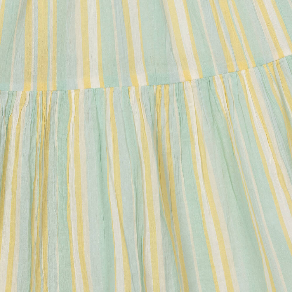 Bonpoint-فستان قطن مقلم لون أزرق وأصفر للمراهقات | Childrensalon Outlet