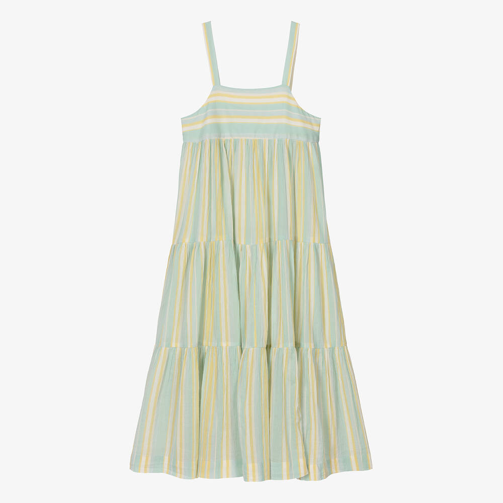 Bonpoint-Teen Girls Blue Stripe Cotton Dress | Childrensalon Outlet