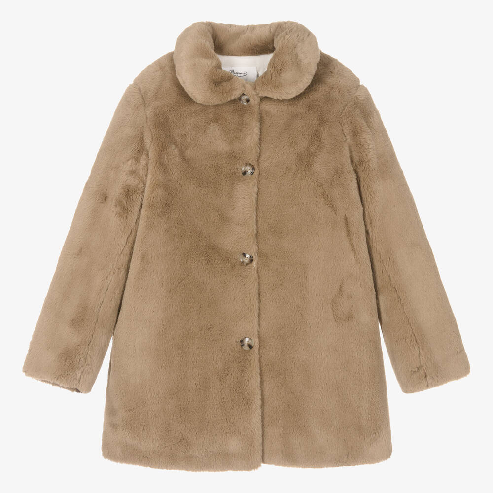 Bonpoint - Teen Girls Brown Faux Fur Coat | Childrensalon