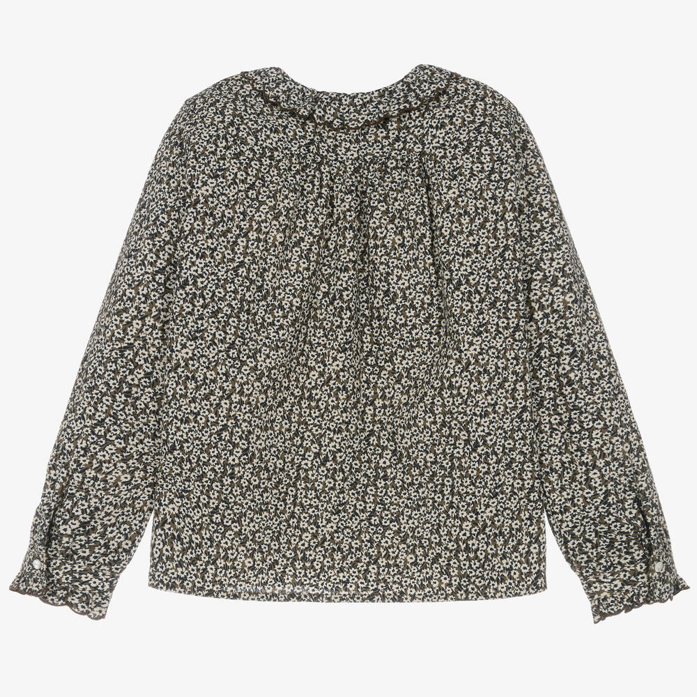 بونبوان-بلوز تينز بناتي قطن لون بني بطبعة ورود | Childrensalon Outlet