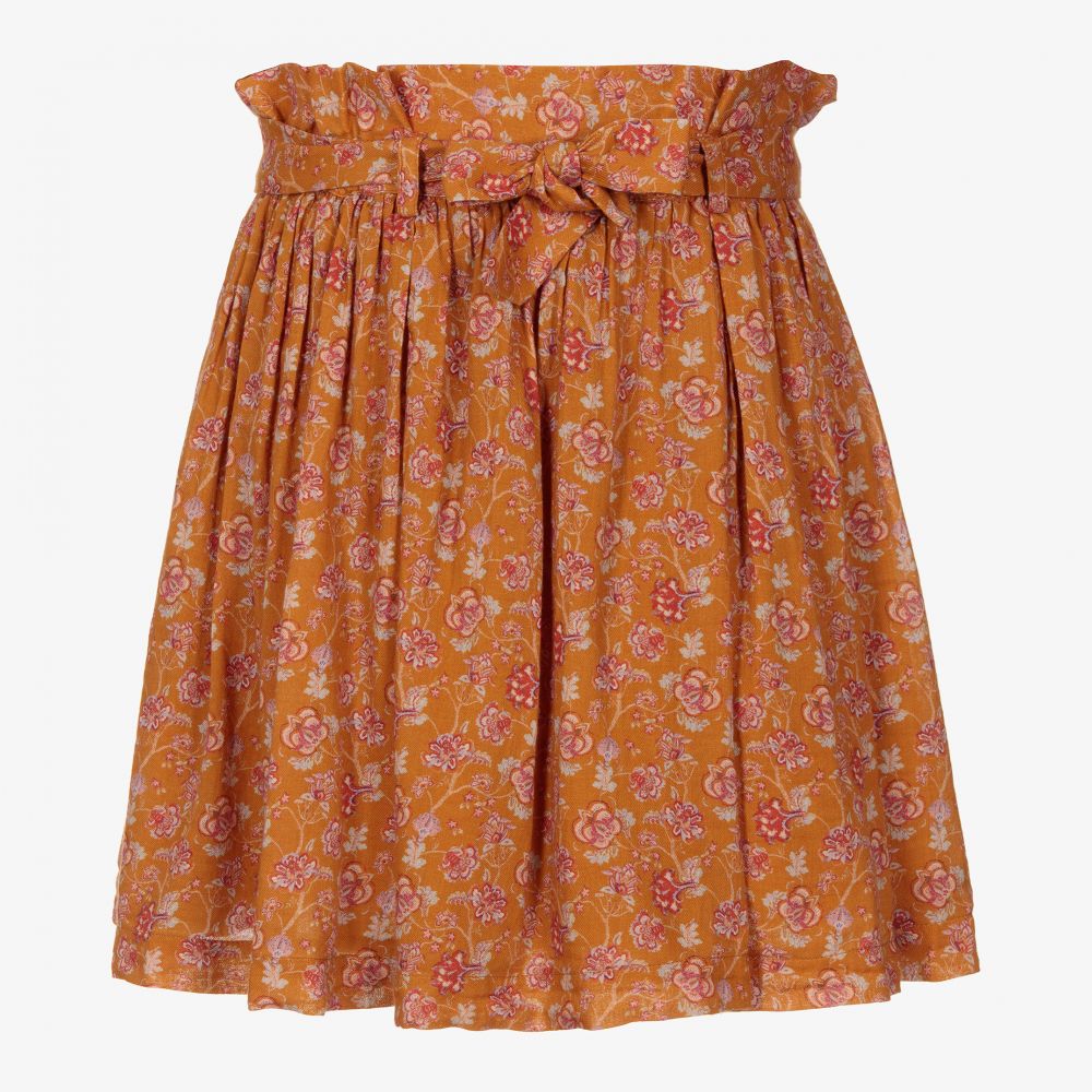 Bonpoint - Коричневая юбка в цветочек для подростков | Childrensalon